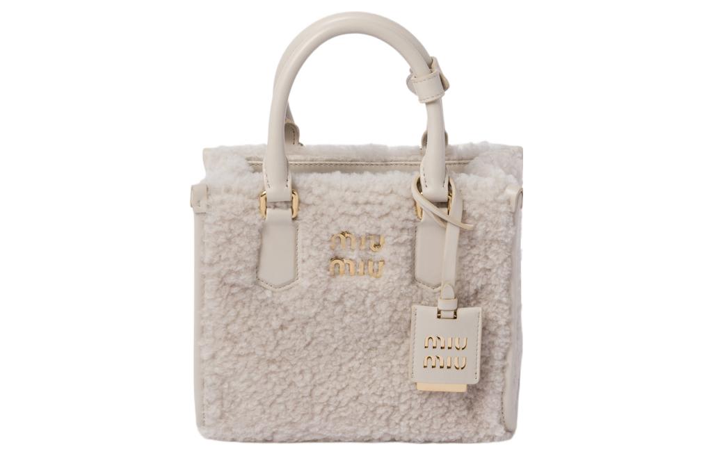MIU MIU Shearling Leather Shoulder Bag, Crossbody Bag, Handbag Women's Ivory