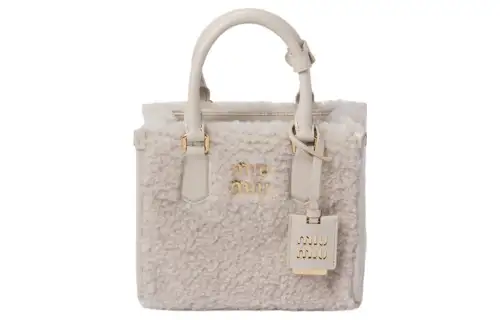 MIU MIU Shearling Leather Shoulder Bag, Crossbody Bag, Handbag Women's Ivory