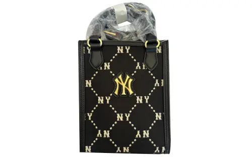 MLB PVC Tote Bag, Shopping Bag, Shoulder Bag, Crossbody Bag, Handbag Mini Unisex Black Gold