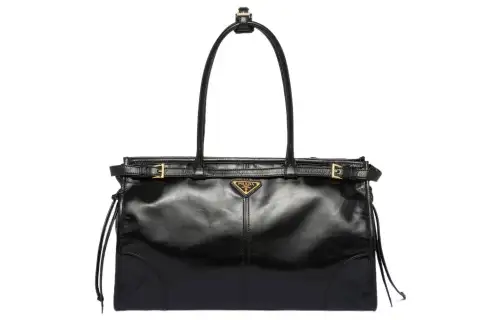 PRADA Bonnie Cow Leather Handbag, Shoulder Bag Large Women's Black