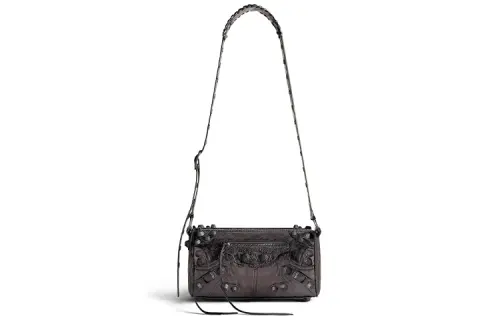Balenciaga Le Cagole Fine Grained Sheepskin Cylinder Bag, Crossbody Bag, Shoulder Bag Men's Dark Gray