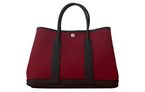 HERMES Garden Party Officier Canvas With Negonda Calfskin Handbag 30 Women's