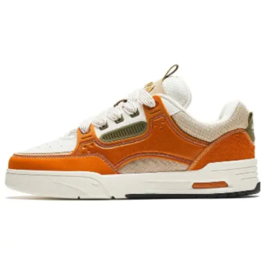 ANTA AOJIE Skateboard Shoes Men Low-Top Orange White