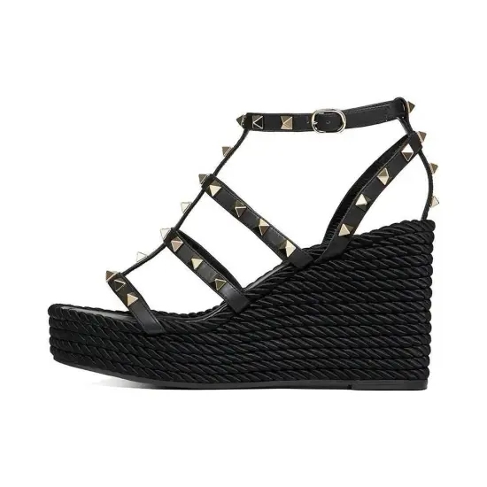 Valentino Garavani Rockstud 95mm Caged Wedge Sandals