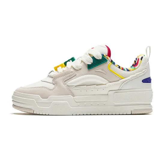 Anta Microsugar Puffy Anti Slip And Wear Resistant Breathable Low Top Skateboard Shoes Women's White Gray