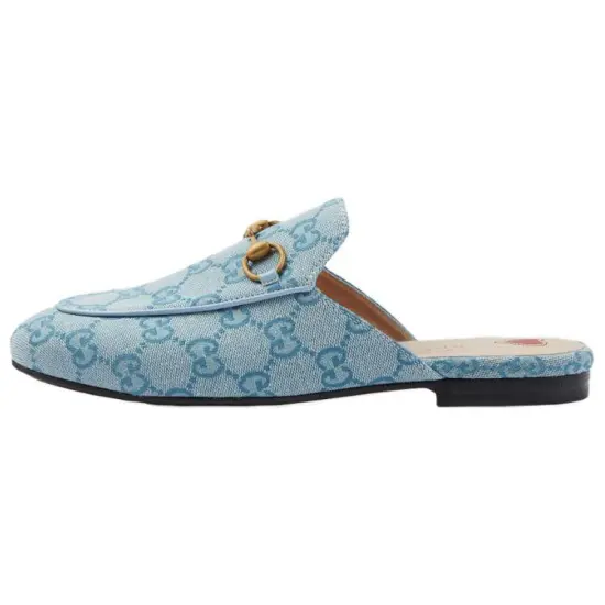 GUCCI Princetown Wrap toe Slippers Women's Blue