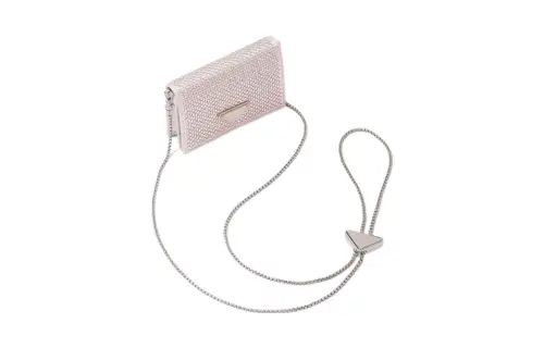 PRADA Leather Card Holder Women's Pink