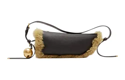 Burberry Sheepskin Handbag, Shoulder Bag Small Women's Moss