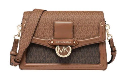 MICHAEL KORS Jessie Artificial Leather Shoulder Bag, Crossbody Bag Medium Women's Dark Brown & White