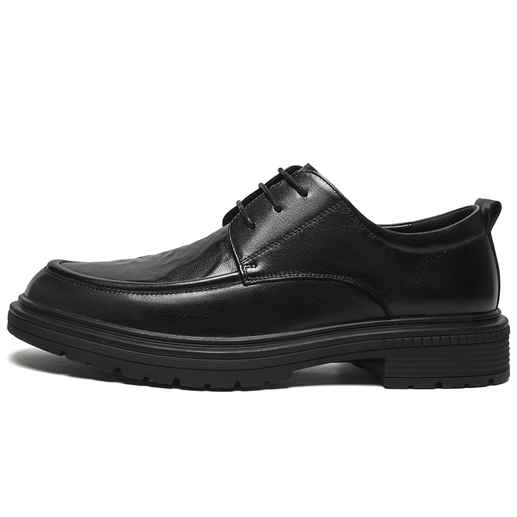 Mulinsen fashionable British workplace commuting trend versatile thick-soled comfortable round-toe lace-up business leather shoes wear-resistant casual shoes men's style