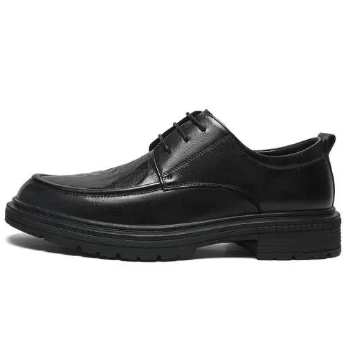 Mulinsen fashionable British workplace commuting trend versatile thick-soled comfortable round-toe lace-up business leather shoes wear-resistant casual shoes men's style