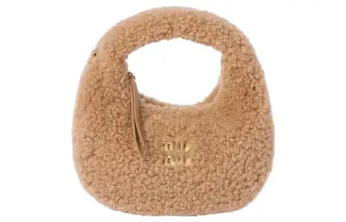 MIU MIU Wander Leather Hobo Bag, Shoulder Bag, Crossbody Bag, Handbag Women's Caramel