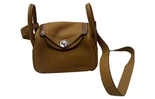 HERMES Lindy Taurillon Clemence Cow Leather Handbags 19 Women's 2S Sesame