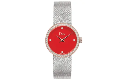 DIOR Wrist Watches Quartz Movement Stainless Steel Strap 25mm Red Watch Dial Women's Watch ['50', 149262]m Waterproof