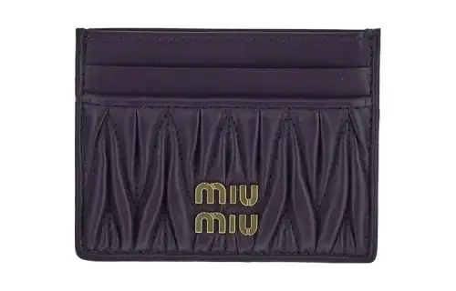 MIU MIU Matelassé Soft Sheep Leather Card Holder Card Holder Women's Purple