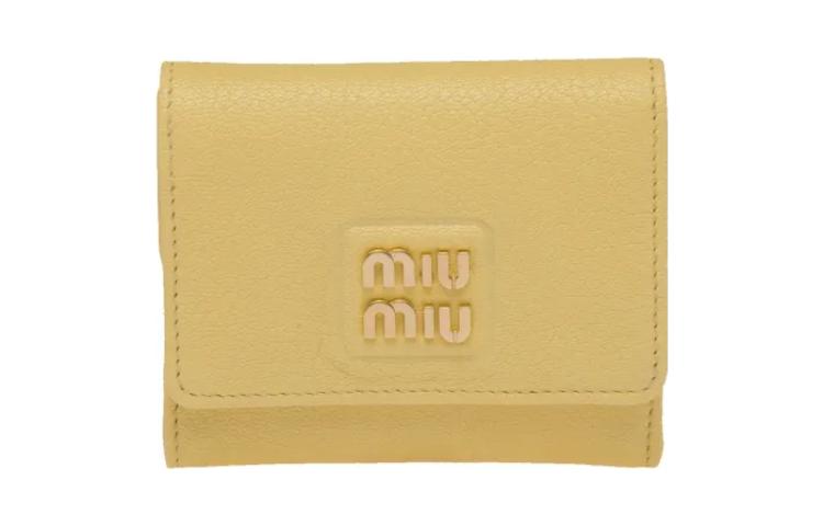MIU MIU Madras Leather Wallet Small Women's Yellow