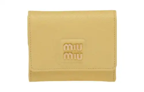 MIU MIU Madras Leather Wallet Small Women's Yellow