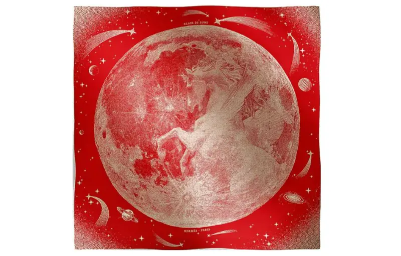 HERMES Clair De Lune Shawls Women's Red