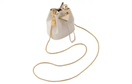 PRADA Patent Leather One Shoulder Crossbody Clutch Mini Women's Ivory White