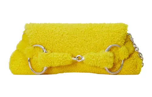 GUCCI Horsebit 1955 Wool Handbag, Shoulder Bag Medium Women's Yellow