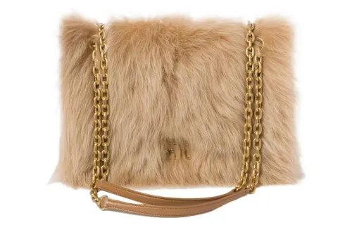 MIU MIU Leather With Shearling Handbag, Shoulder Bag Women's Caramel