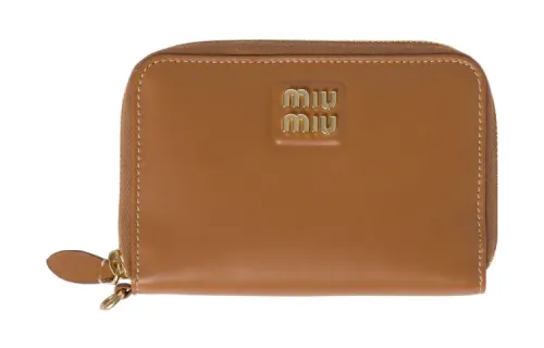 MIU MIU Leather Wallet Small Women's Caramel