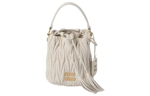 MIU MIU Matelassé Leather Bucket Bag, Handbag, Shoulder Bag, Crossbody Bag Women's White