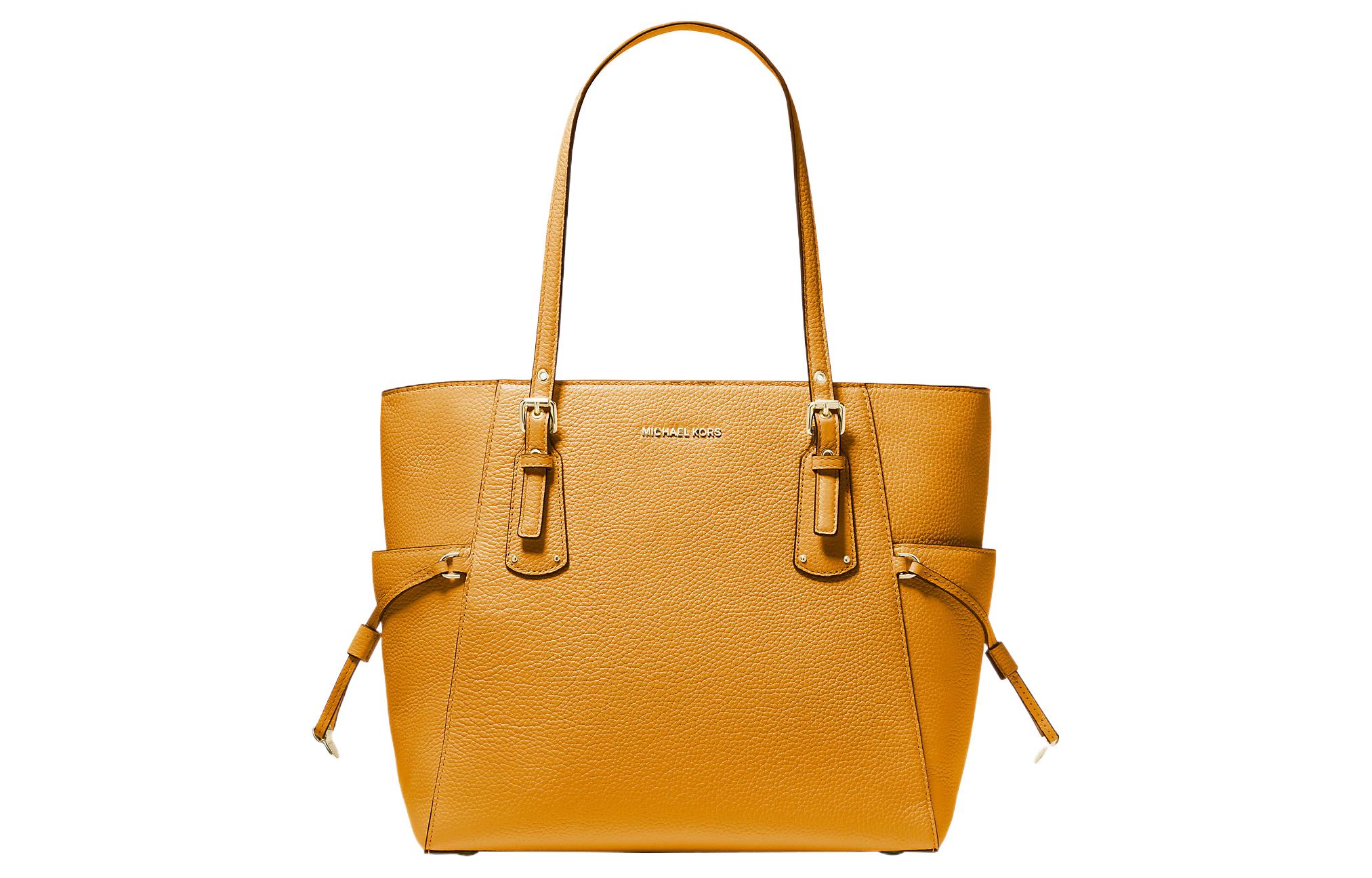 MICHAEL KORS Voyager Leather Handbag, Shoulder Bag Small Women's Yellow