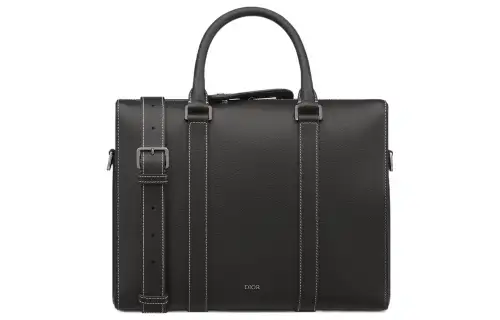 DIOR Lingot Grained Calfskin Portable One Shoulder Crossbody Briefcase Regular Men's Black
