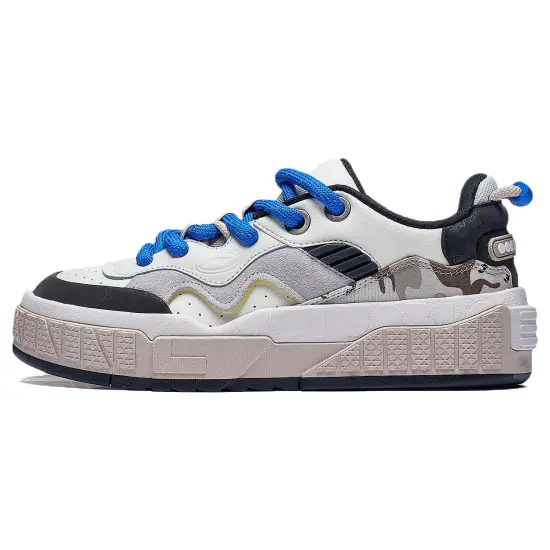 LINING 001 UNBLOCK Skateboard Shoes Men Low-Top Blue With White Lettering