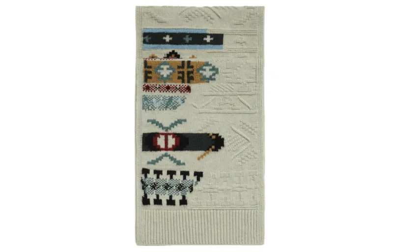 HERMES Knit Scarves Unisex Mist White