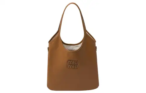 MIU MIU Leather Tote Bag, Shopping Bag, Handbag Regular Women's Caramel