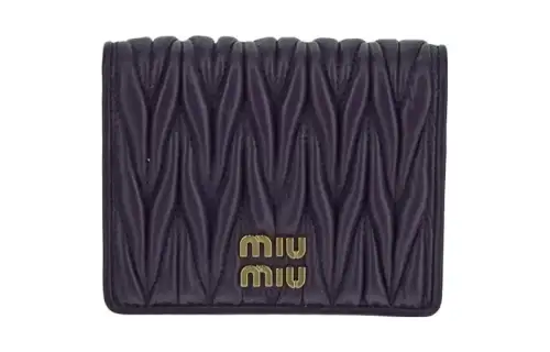 MIU MIU Matelassé Soft Sheep Leather Wallet Small Women's Purple