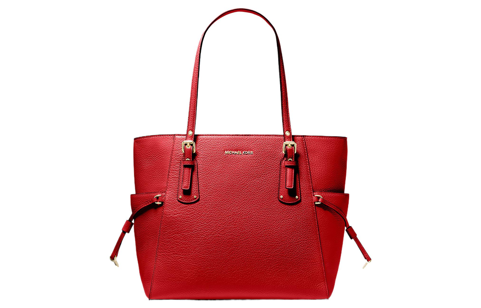 MICHAEL KORS Voyager Leather Tote Bag, Shopping Bag, Shoulder Bag, Handbag Small Women's Red