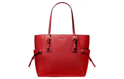 MICHAEL KORS Voyager Leather Tote Bag, Shopping Bag, Shoulder Bag, Handbag Small Women's Red