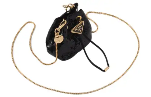 PRADA Satin One Shoulder Crossbody Clutch Mini Women's Black