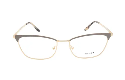 PRADA Metal Irregular Shape Eyeglass Frames Women's Gold