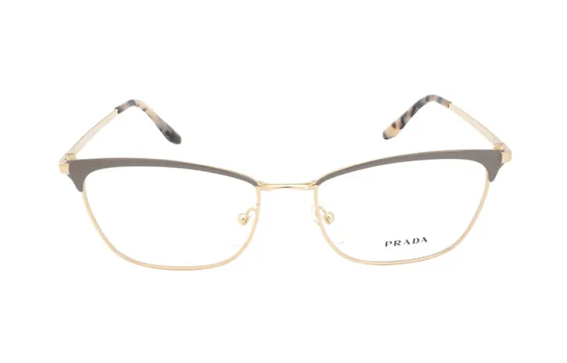 PRADA Metal Irregular Shape Eyeglass Frames Women's Gold