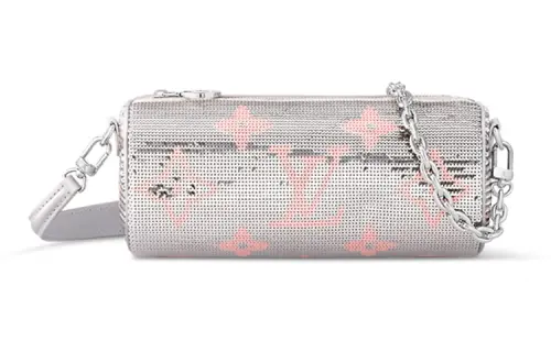 LOUIS VUITTON Papillon Pouch Silver Pink
