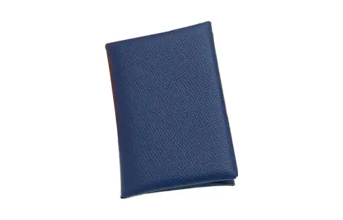 HERMES Calvi Duo Evercolor Leather Card Holder Unisex Malta Blue