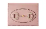 GUCCI Horsebit 1955 Leather Card Holder, Wallet Women's Light Pink