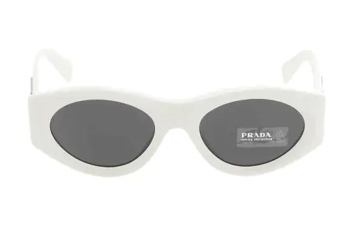 PRADA Plastic Acetate Irregular Shape Sunglasses Women's White