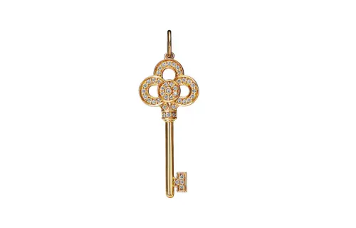 TIFFANY & CO. Tiffany Tiffany Keys Series Medium Crown Key Diamond 18k Gold Necklace/Pendant Women's Gold