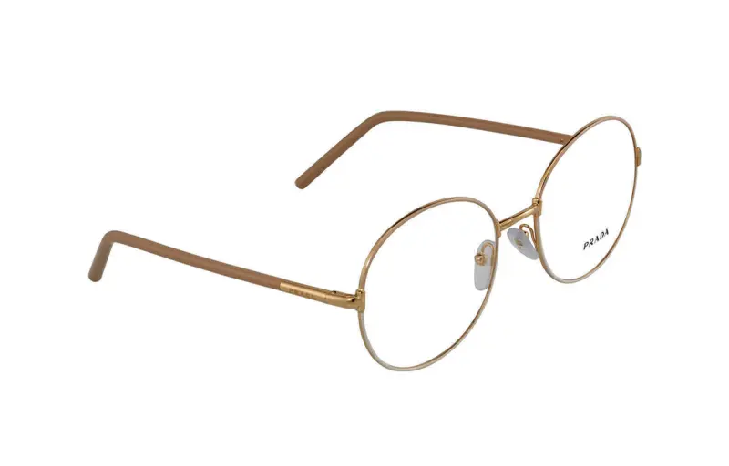 PRADA Metal Irregular Shape Eyeglass Frames Women's Gold