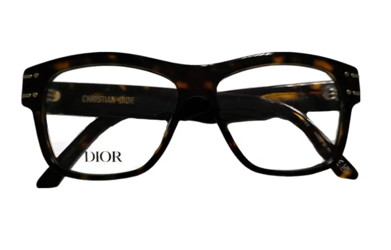 DIOR Acetate Irregular Shape Eyeglass Frames Unisex Tortoiseshell