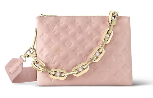 LOUIS VUITTON Coussin Leather Shoulder Bag, Crossbody Bag Small Women's Pink