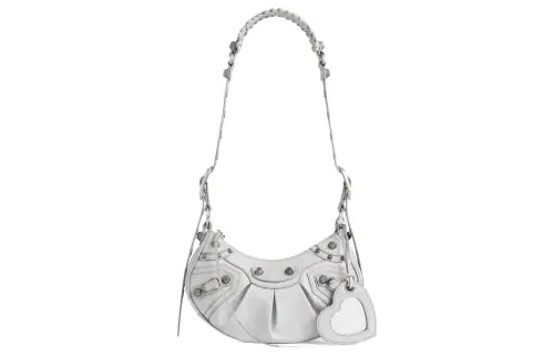 Balenciaga Le Cagole Polyurethane Biker Bag, Crescent Bag, Shoulder Bag, Portable Crossbody Bag, Shoulder Bag Mini