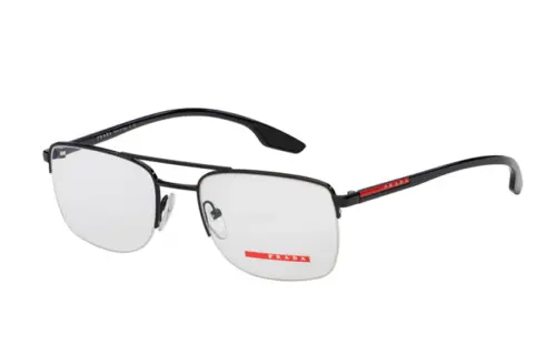 PRADA Metal Rectangular Eyeglass Frames Men's Black