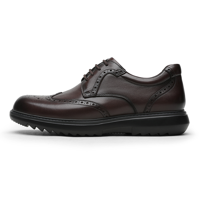 Crown CROWN cowhide leather round-toe brick carved business formal leather shoes casual shoes men's style one size