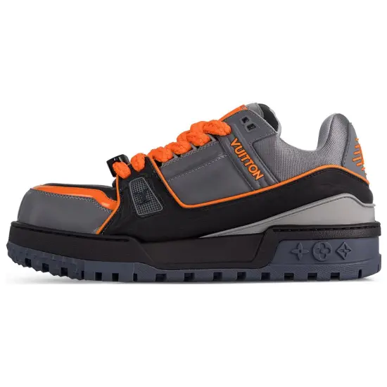 LOUIS VUITTON Trainer Maxi Skateboard Shoes Men Low-Top Gray Orange